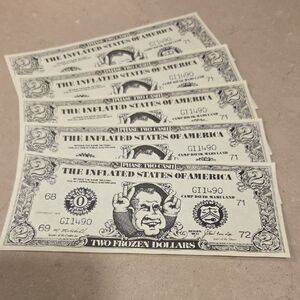 (5) Novelty Two Frozen Dollars Bills